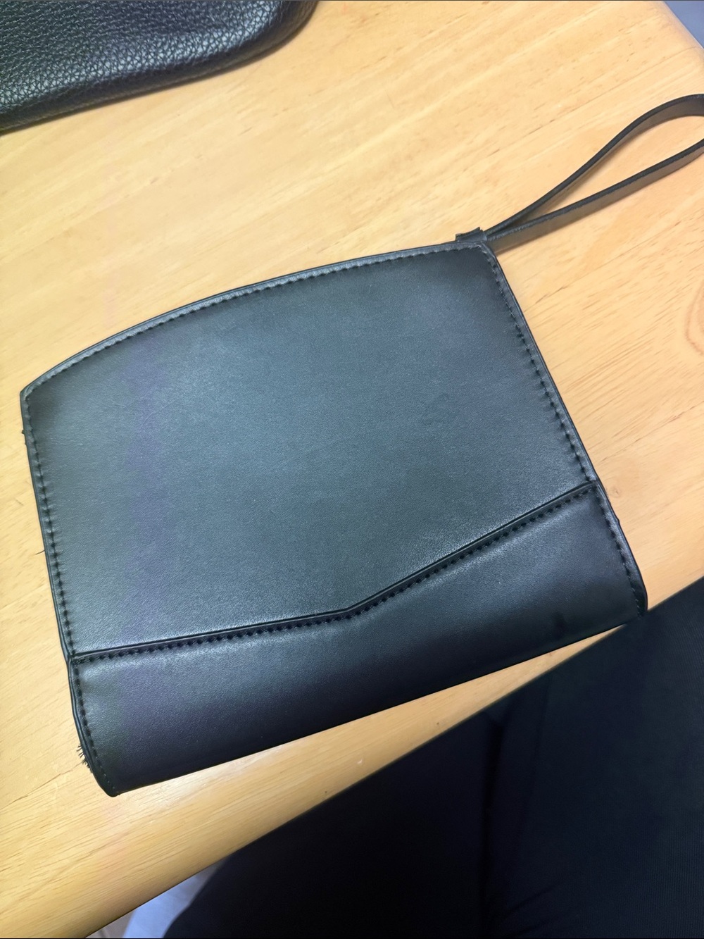 Men's Black Leather Wristlet Pouch